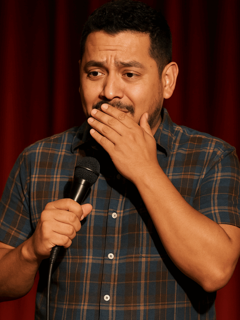 punchlines  comedian takes a pause